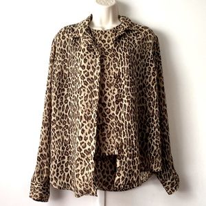 Nine & Company Animal Print Coordinating Blouse Set Size 12/14